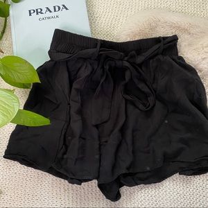 Black Flowy Cotton Shorts